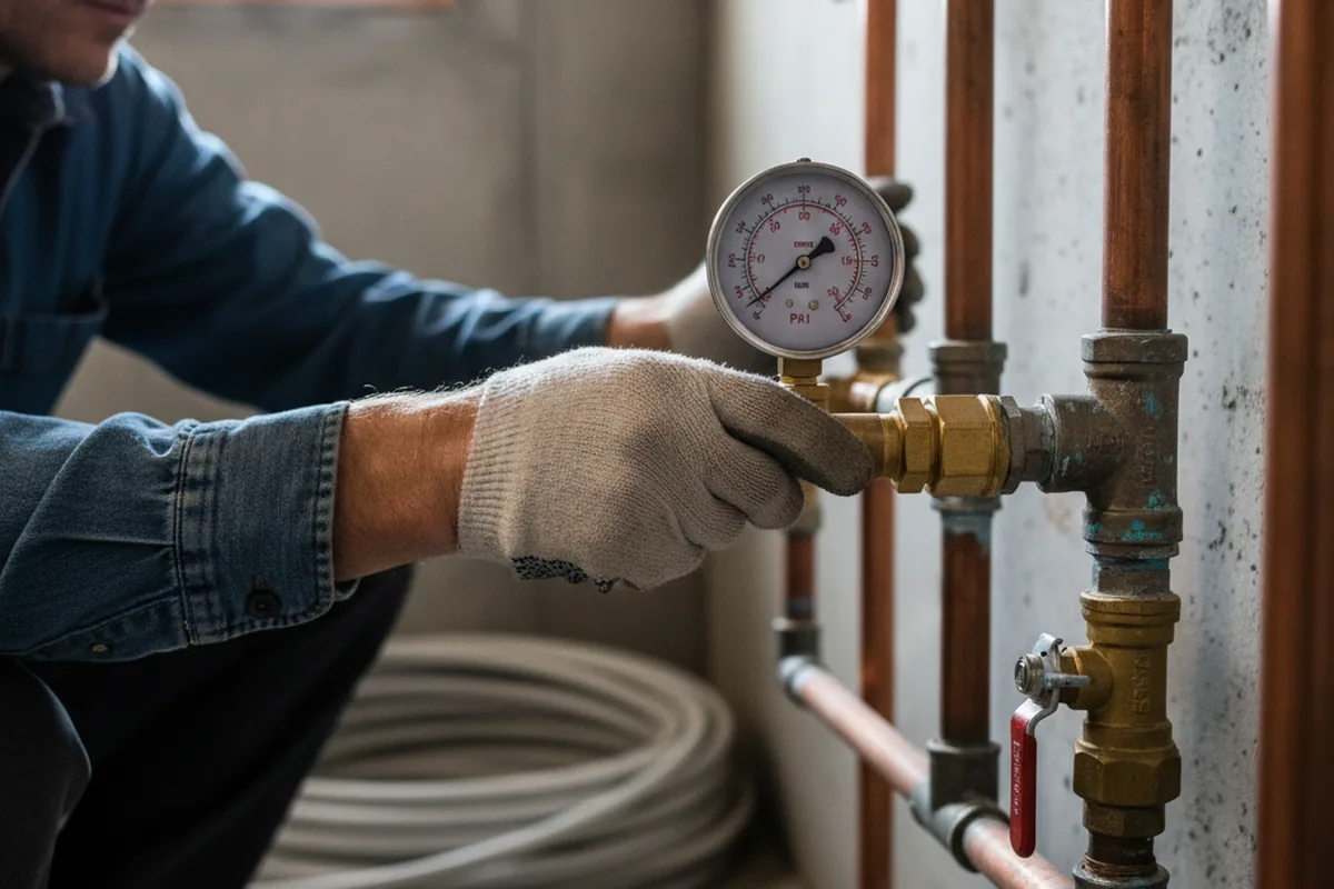 Pressure testing a repaired line during Water Line Repair in Northville